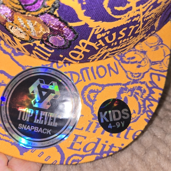 Top Level Kids Snapback Hat Purple Gold Bear Graphic Limited Edition Cap - Picture 10 of 10